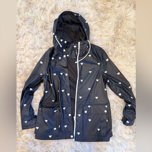 Aqua  Black Heart Raincoat